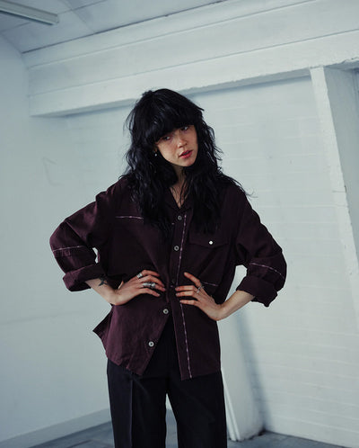 FRAY SHIRT - AUBERGINE