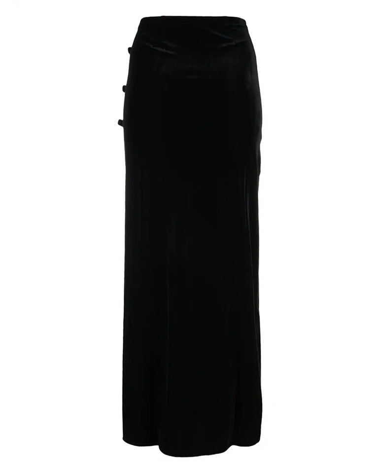 Velvet Jersey Bow Maxi skirt BLACK