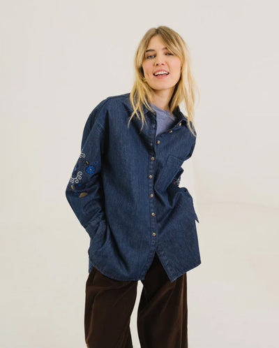 RUPIN ASHA embroidered denim shirt - Indigo