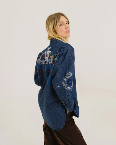 RUPIN ASHA embroidered denim shirt - Indigo