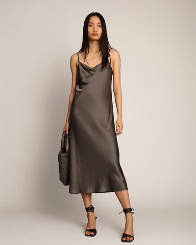 Babyloma Bias Cut Slip Dress Black
