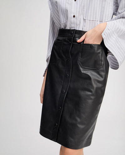 Locus Leather Skirt - Black