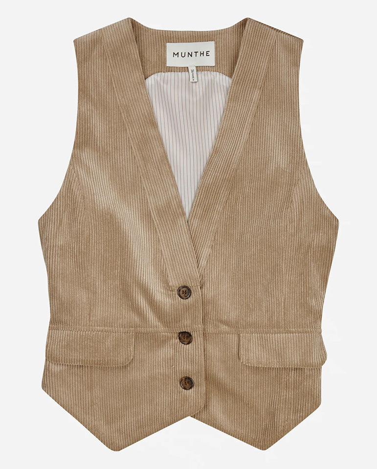 Lillian Cord Waistcoat - Latte