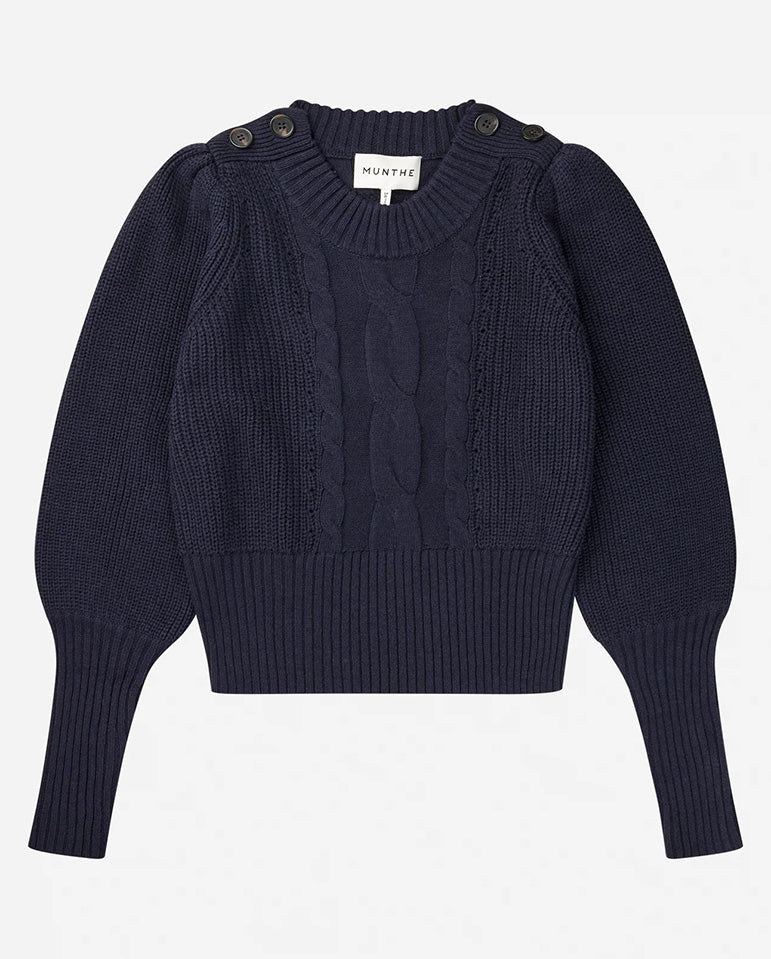 Lysta Button Detail Knit - Navy