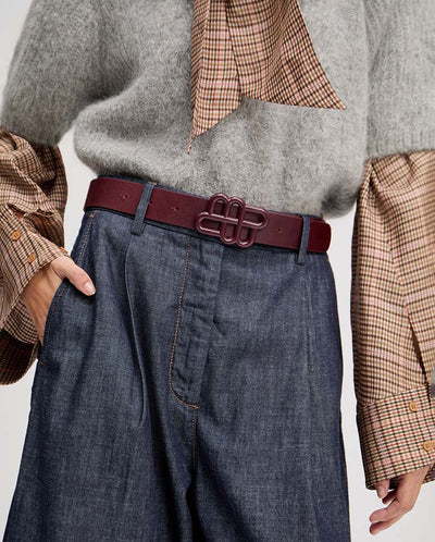 Matter leather Belt - Bordeaux