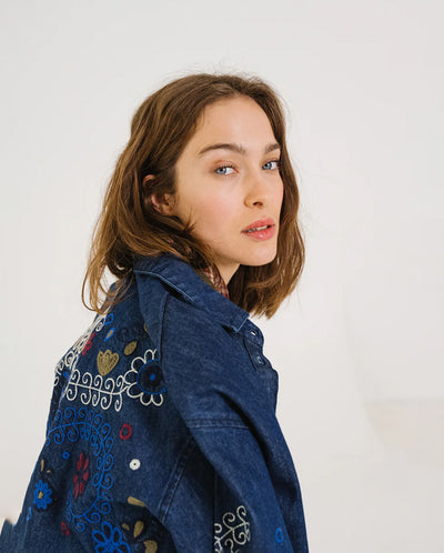 RUPIN ASHA embroidered denim shirt - Indigo