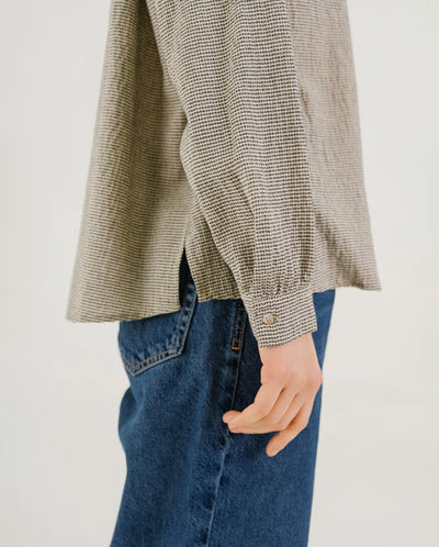 ELLA CHESTER Microcheck Blouse- Beige