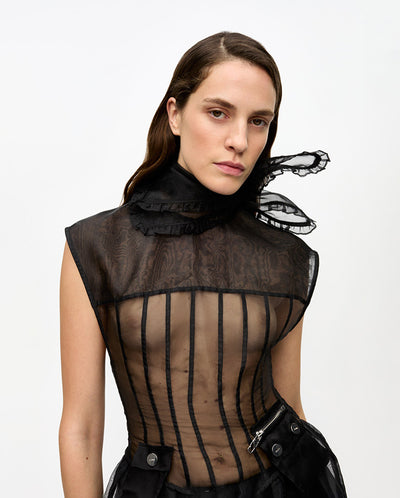 Organza frill scarf BLACK