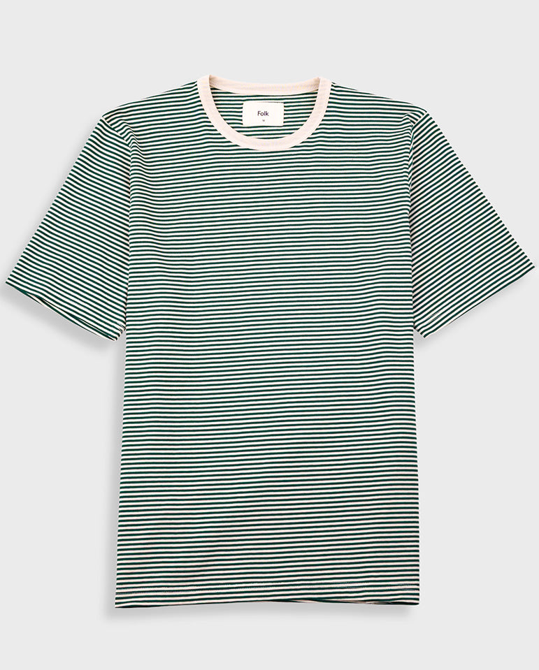1 x 1 Stripe Tee - Pthayo Green/Ecru