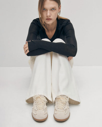 Crochet Leather Sneaker - Cream