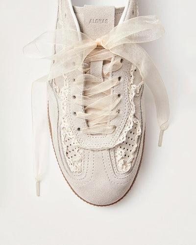 Crochet Leather Sneaker - Cream