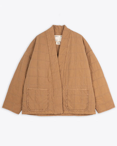 Long Kimono Quilt Jacket Almond