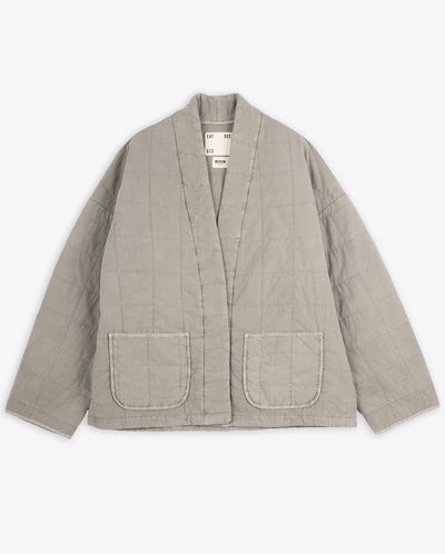 Long Kimono Quilt Jacket Oyster