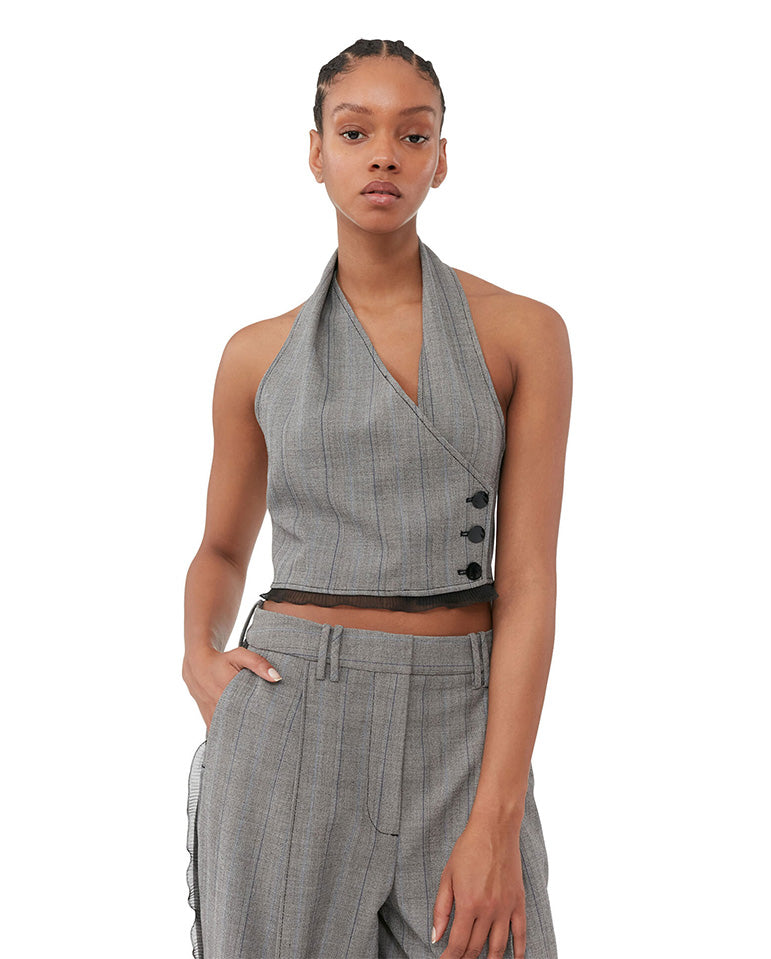 Herringbone Suiting Vest Frost gray