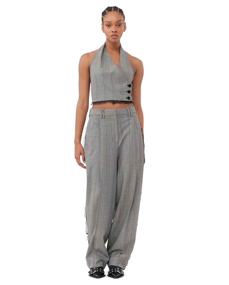 Herringbone suiting Trouser Frost gray