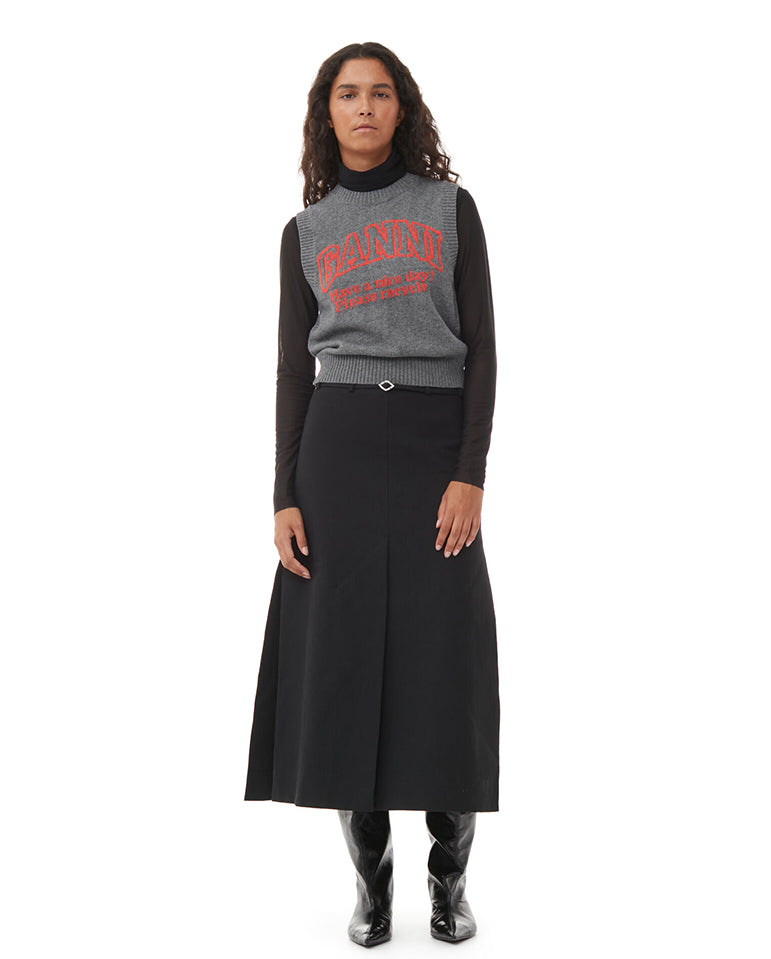 Suiting Maxi Slit Skirt BLACK