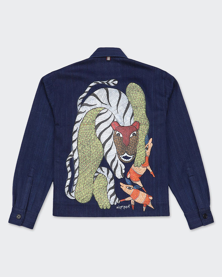 Bodhi Gond painted jacket Indigo Hand paint