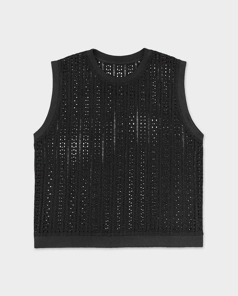 Noto Schiffly Tank Top BLACK