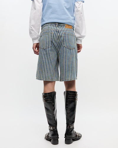 Light Stripe Denim Shorts - Soft Chambray