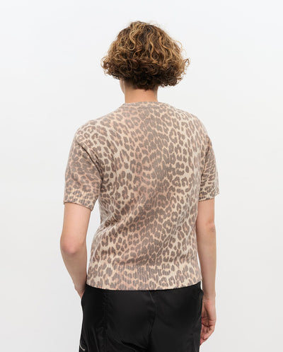 Graphic Leopard Print Wool Mix Tee - Leopard