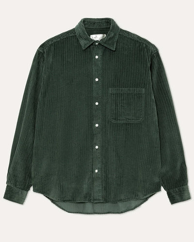 CARVALHO BAGGY OVERSIZED SHIRT - DARK GREEN SOFT CORD