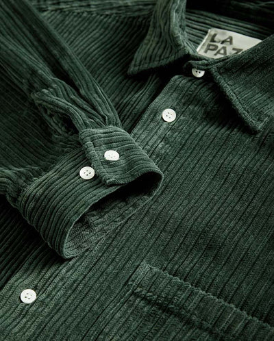 CARVALHO BAGGY OVERSIZED SHIRT - DARK GREEN SOFT CORD