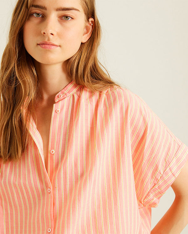 Louison Stripe S/S Shirt Sunny Peach