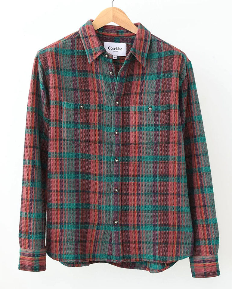 Waffle Madras Shirt Ruby - Multi