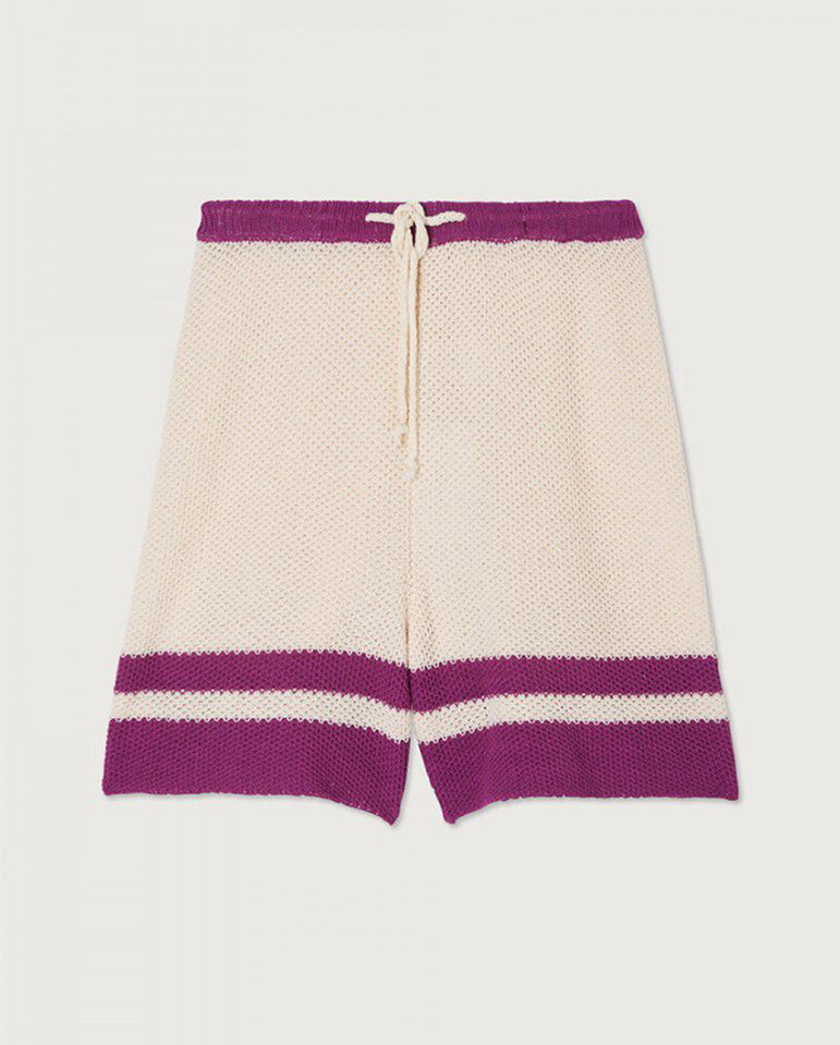 Knitted colour block Short Ecru Rose