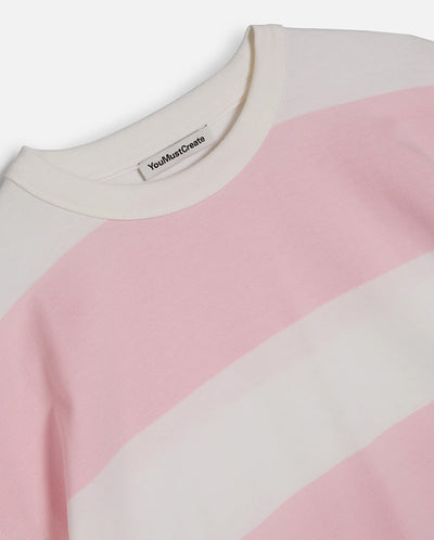 Triple Stripe Tee - Lt Pink/White