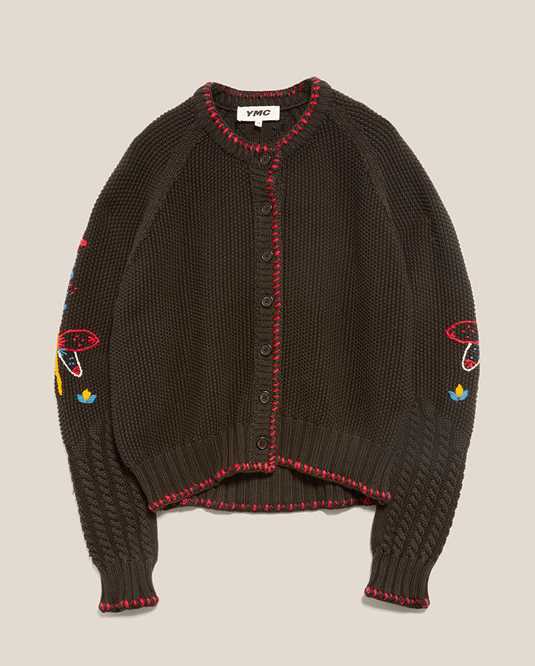 Lotus Embroidered Cardigan BLACK