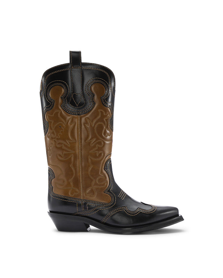 Bi-Colour Western Boot Black / Brown