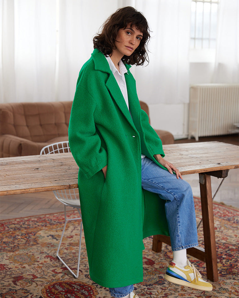 Monk Wool Unlined Coat Menthol