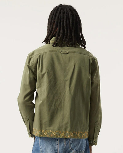 Embroidered Military Jacket - Olive