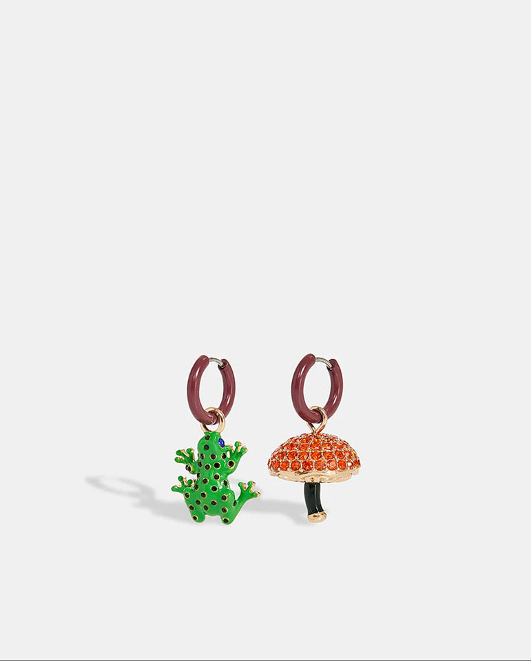 Eroni Earrings w Pendants Brown Stone