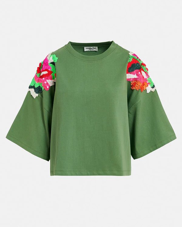 Fester Embroidered Top Emerald