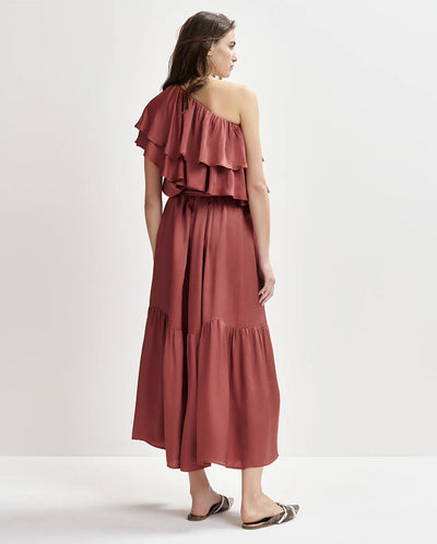 Hoenix Asymetric Dress - Burnt Coral