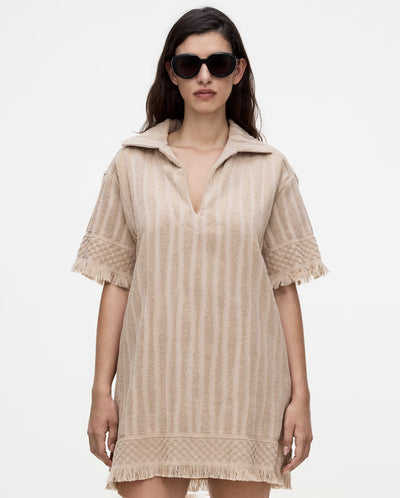 Glidea Aya Net Dress with Fringe - Sand