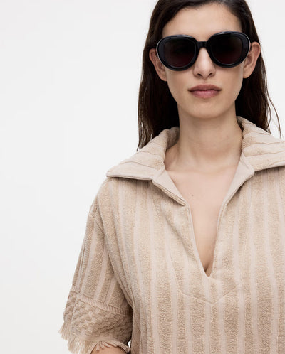 Glidea Aya Net Dress with Fringe - Sand