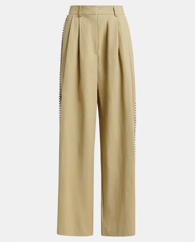 Iso rhinestone tape pant - Beige