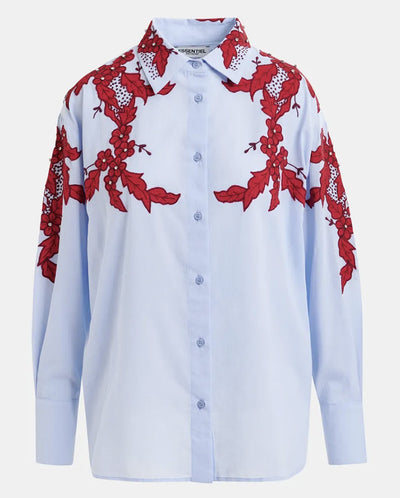 Inglewood Embroidered Shirt - Blue/Red