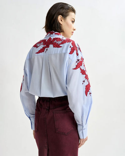 Inglewood Embroidered Shirt - Blue/Red