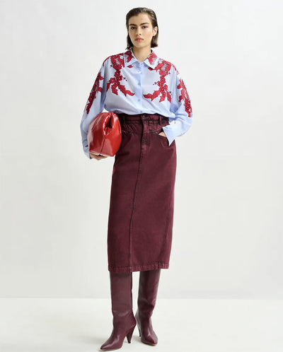 Inglewood Embroidered Shirt - Blue/Red