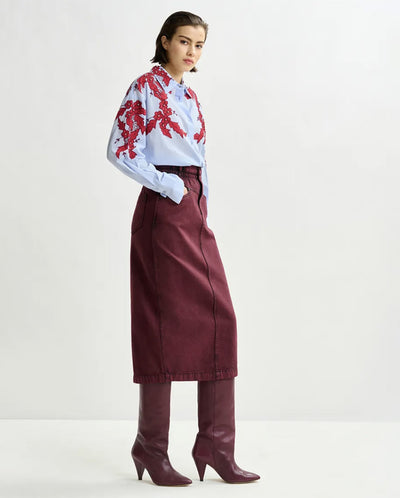 Inglewood Embroidered Shirt - Blue/Red