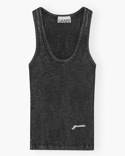 Heavy Rib Jersey Tank Top - Black Wash