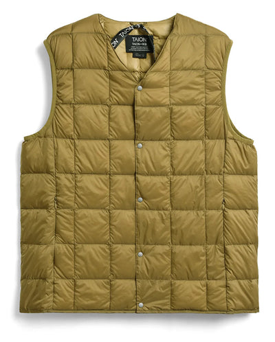 Crew Neck Down Vest - Beige