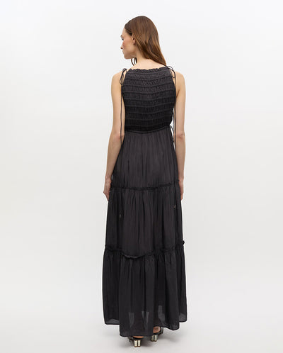 Viscose Habotai Maxi Smock Dress Phantom