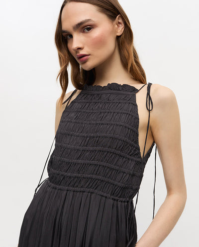 Viscose Habotai Maxi Smock Dress Phantom