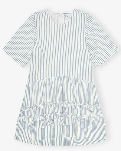 Stripe Cotton Mini Dress Egret