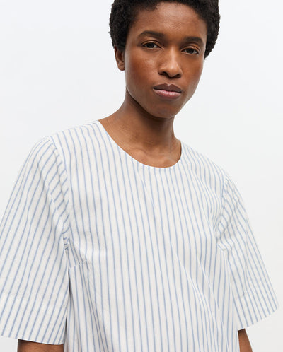 Stripe Cotton Mini Dress Egret